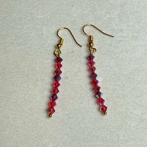 Pink Swarovski Ombré Linear Crystal Earrings NWT Handmade